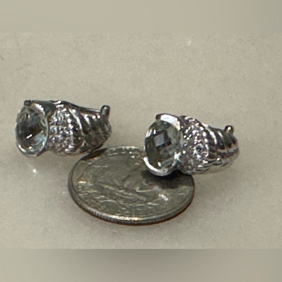 Judith ripka SS , Prasiolite and CZ earrings - Picture 3 of 14